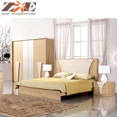 Bedroom furniture new modern style solid wood frame MDF Light walnut  bedroom sets