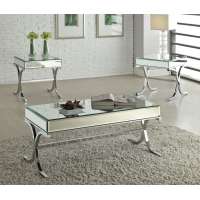 Livingroom set stainless steel legs mirror top coffee side table