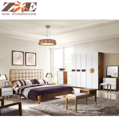 Modern dubai new solid wood bed with high leather headboard