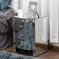 High quality european modern mirror decorate bedside table with drawers