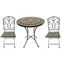 outdoor mosaic art wrought iron metal dining sets Patio Table And Chairs